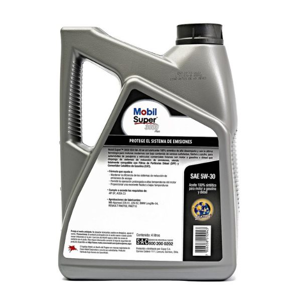Aceite Motor Marca MOBIL SUPER 3000 5W30 - Imagen 3